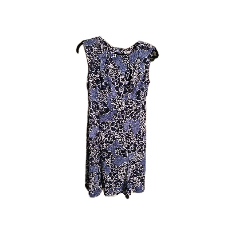 Shelby & Palmer Blue Floral Sheath Dress Sleveless Pm Petite S